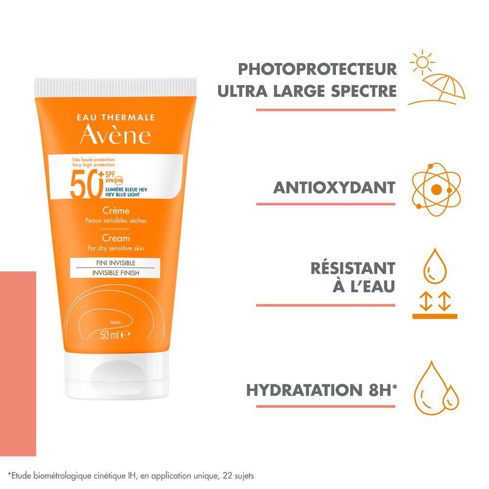 Avène Solaire - Crème SPF50+ UVB UVA Lumière Bleue HEV