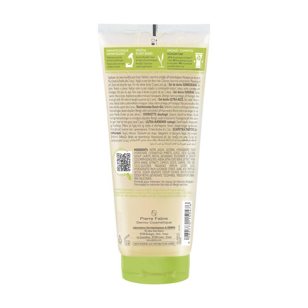 A-DERMA LES INDISPENSABLES Gel douche surgras