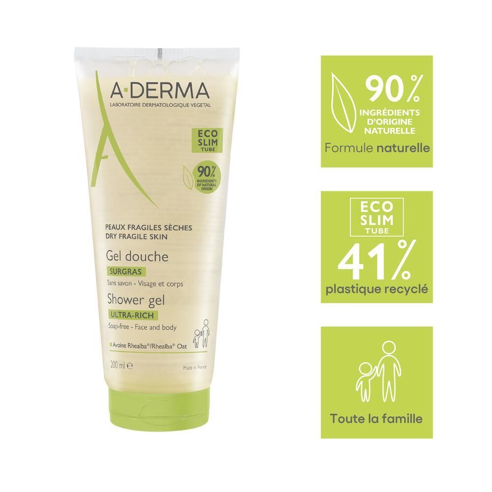 A-DERMA LES INDISPENSABLES Gel douche surgras
