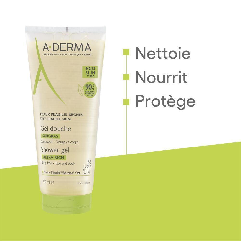 A-DERMA LES INDISPENSABLES Gel douche surgras