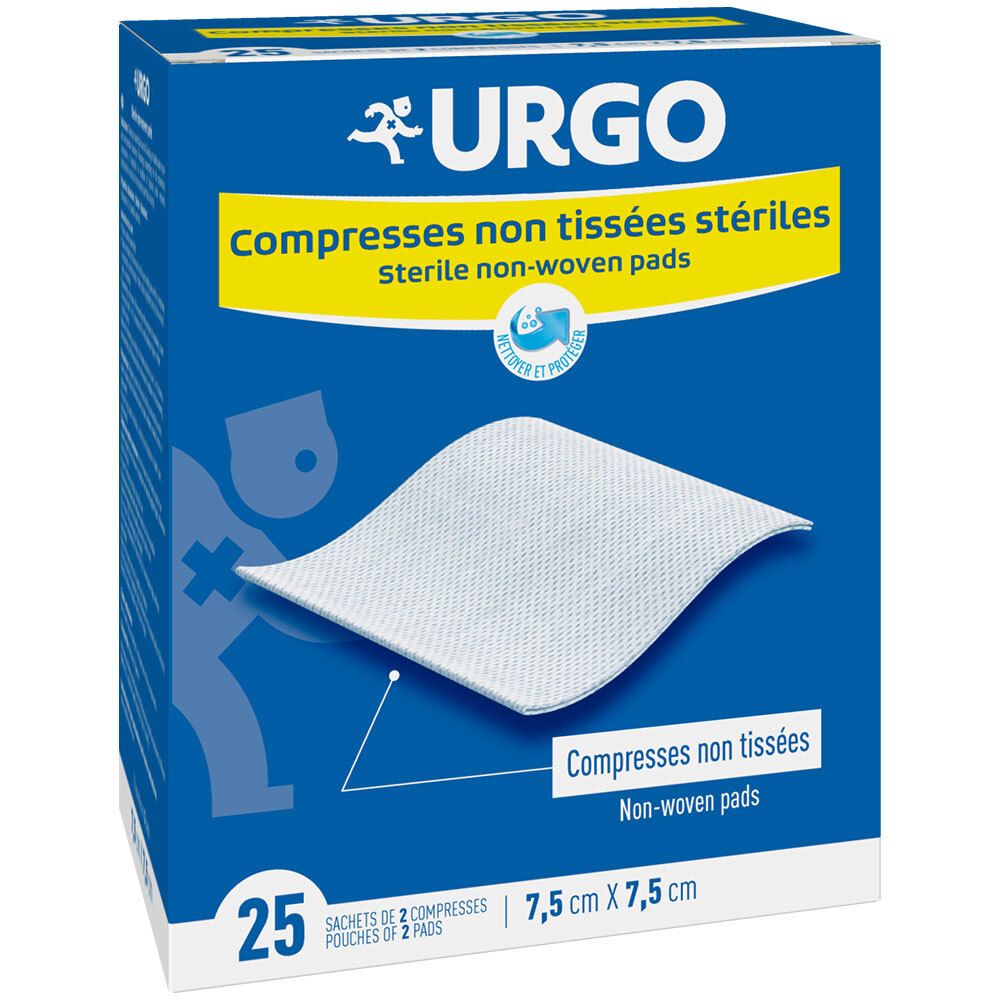 URGO Compresses stériles Non-tissées 7,5 cm x 7,5 cm
