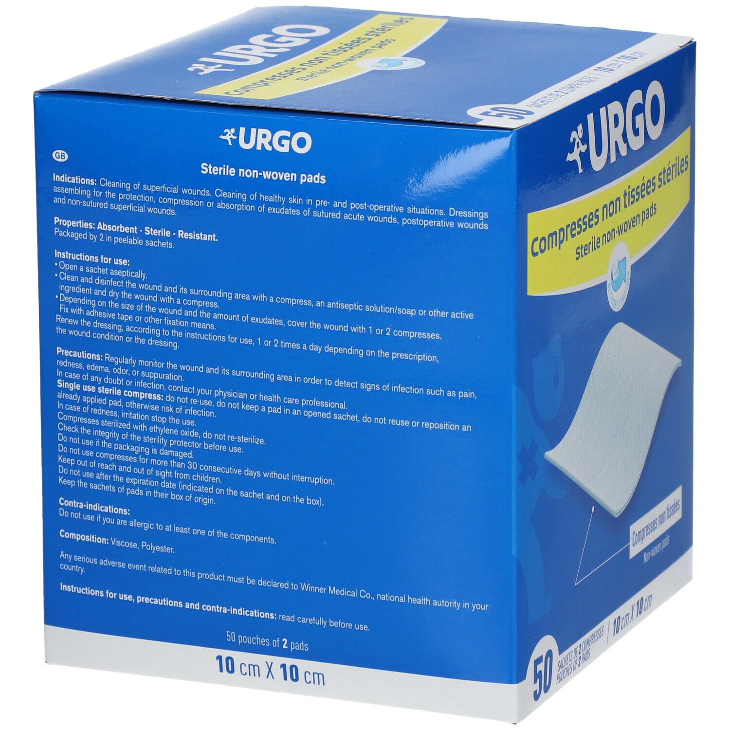 URGO Compresses stériles Non-tissées 10 cm x 10 cm