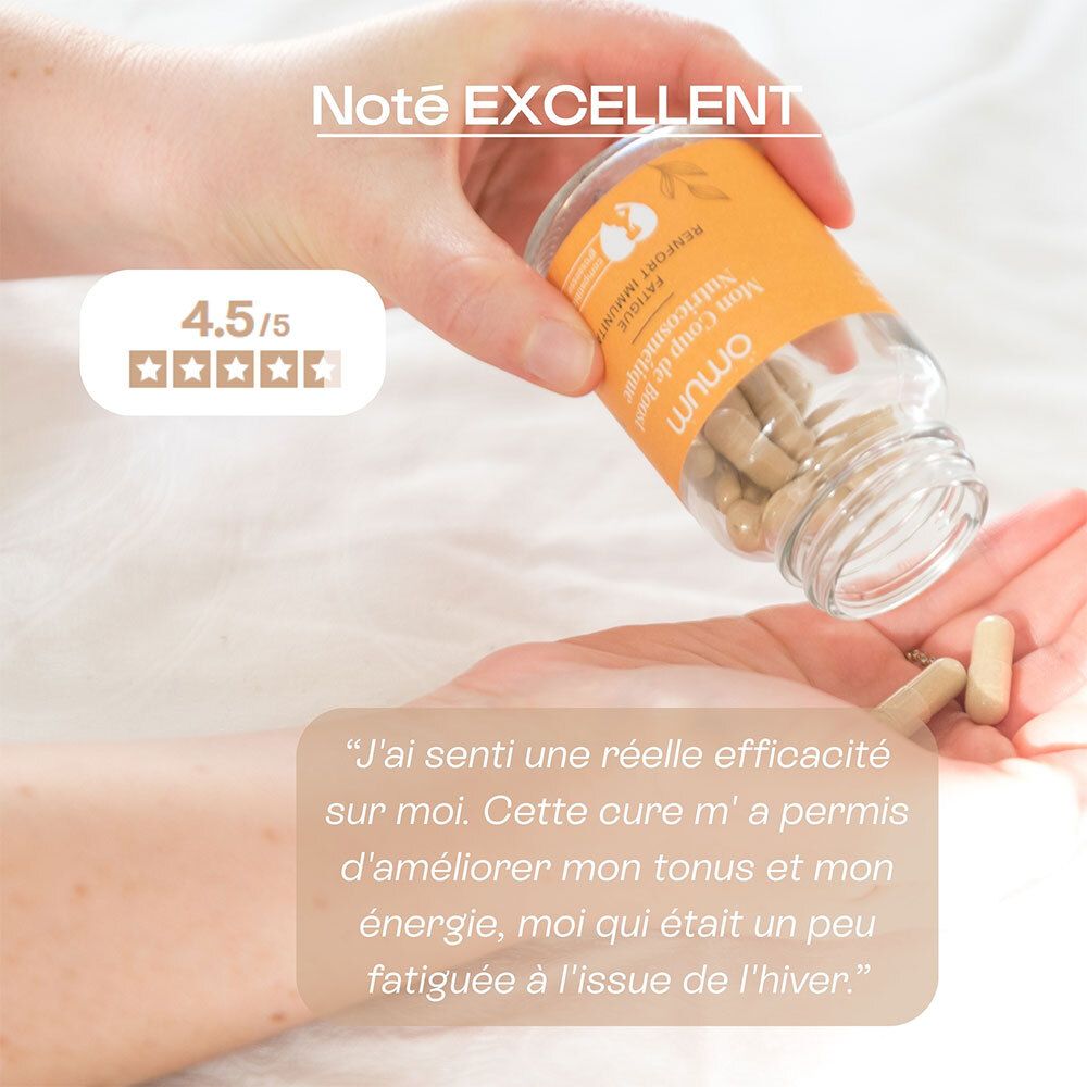 Omum "Mon Coup de Boost Nutricosmétique" - Ingrédients innovants, fabrication française.