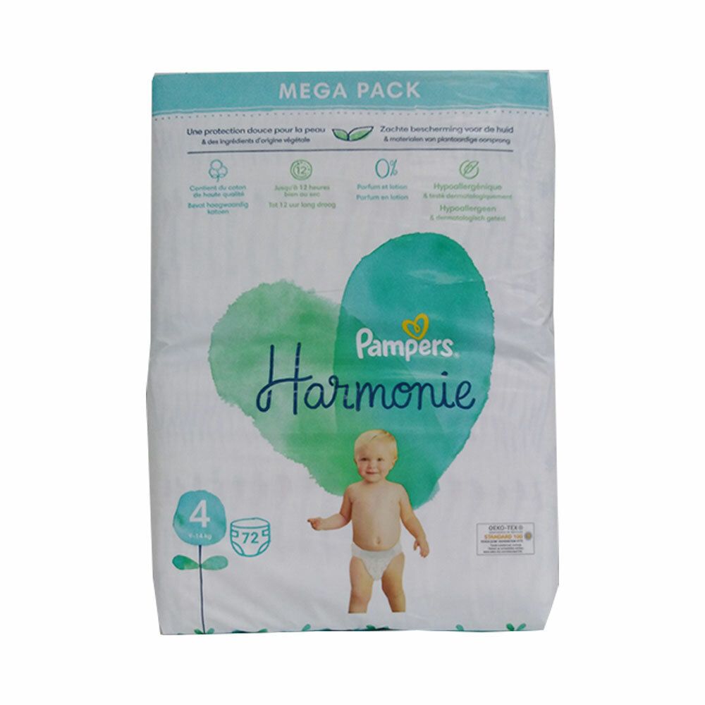 Pampers® Harmonie Couches Taille 4, 9 - 14 kg 72 pc(s) - Redcare Pharmacie