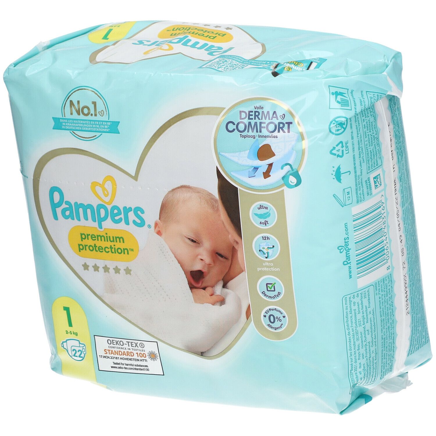 Pampers Premium Protection Taille 1, 2-5 kg, Couches 22 pc(s) - Redcare  Pharmacie