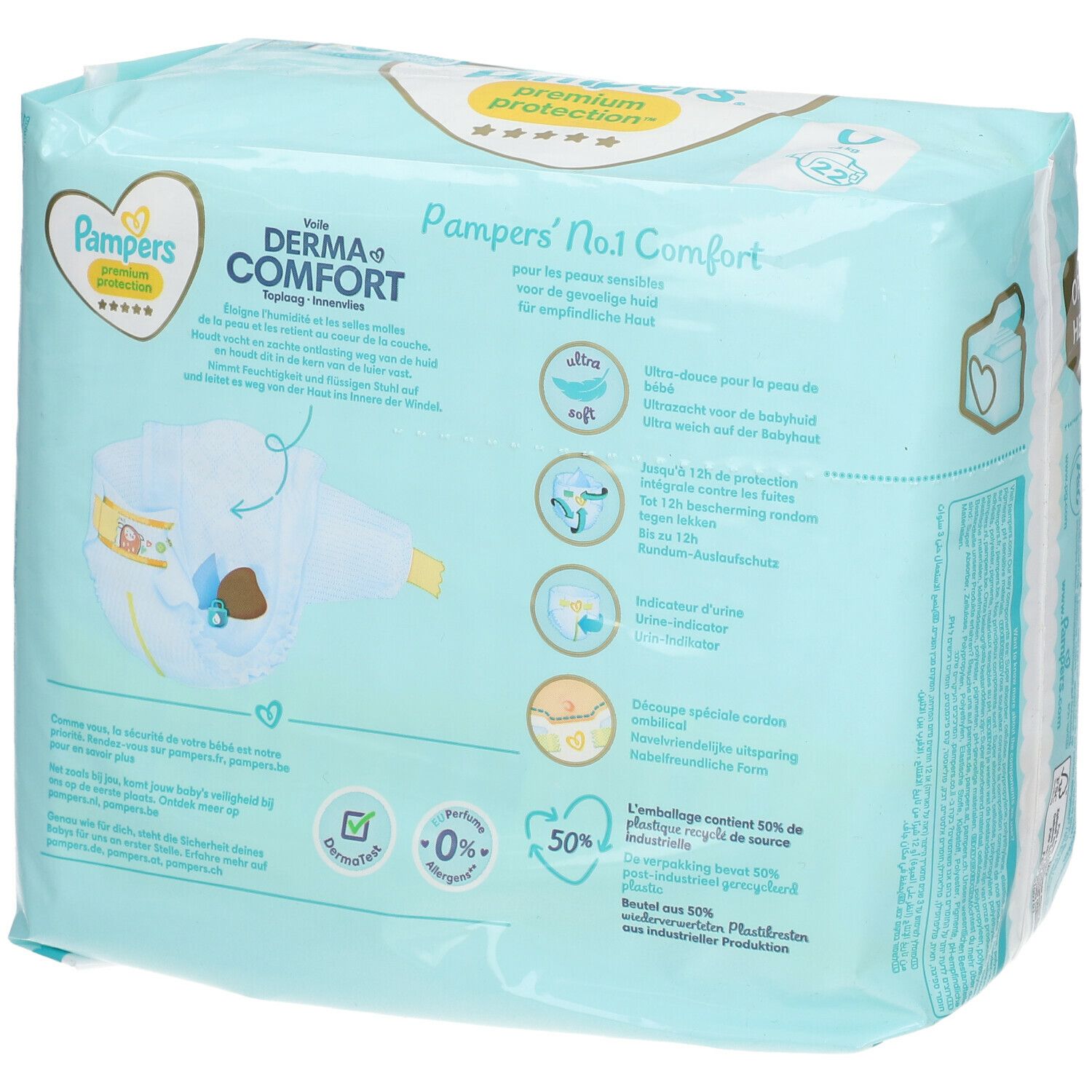 Pampers - 22 Couches Pampers Premium Protection, Taille 0, - de