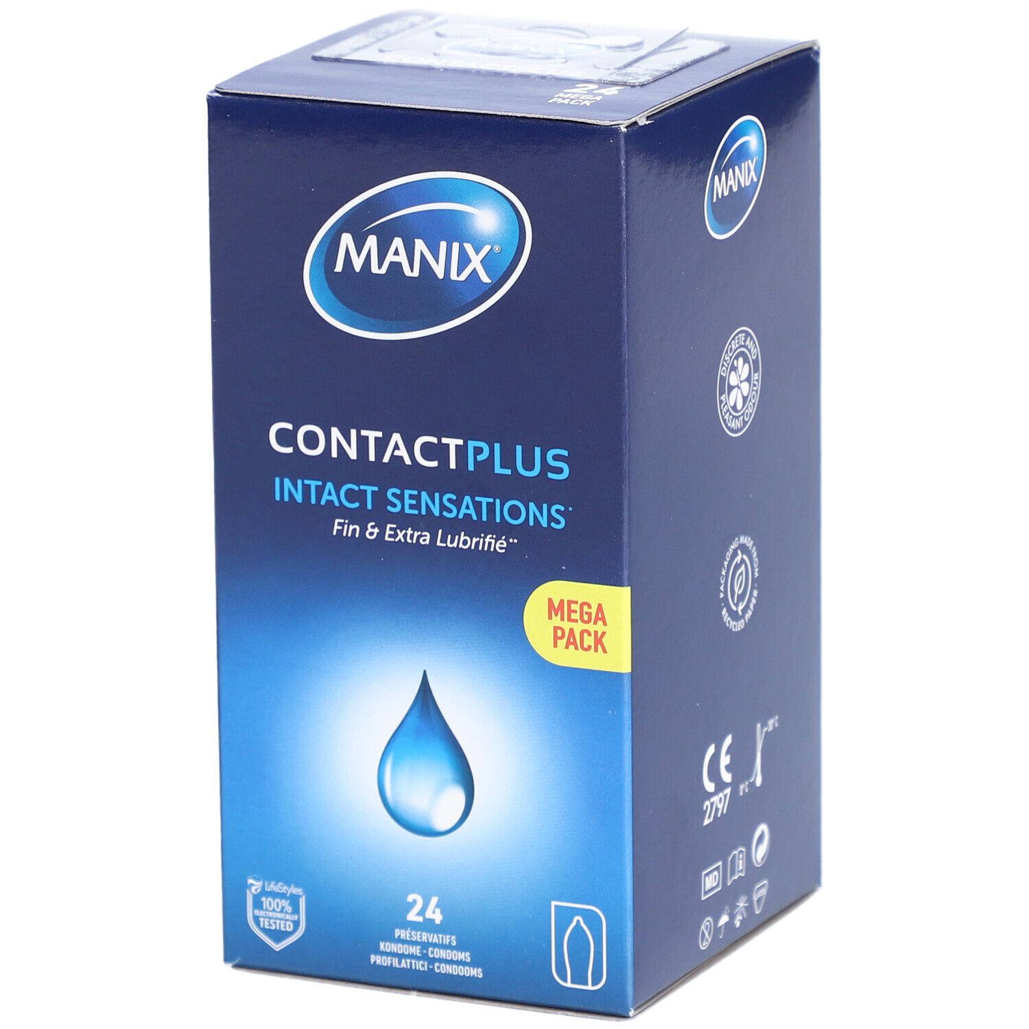 MANIX CONTACT PLUS - Préservatif ultrafin, extralubrifié, avec réservoir. (ref. 300394) -