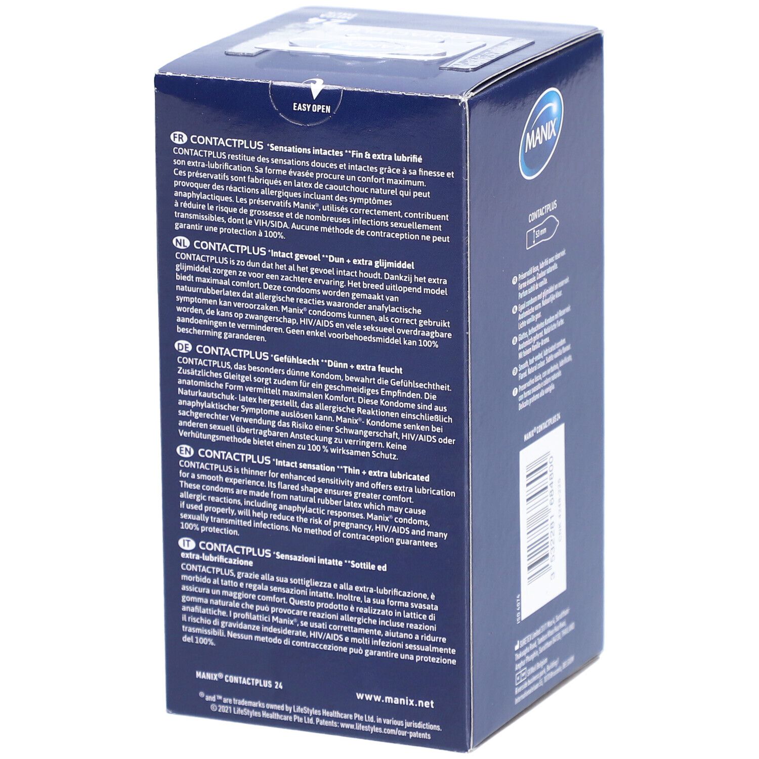 MANIX CONTACT PLUS - Préservatif ultrafin, extralubrifié, avec réservoir. (ref. 300394) -