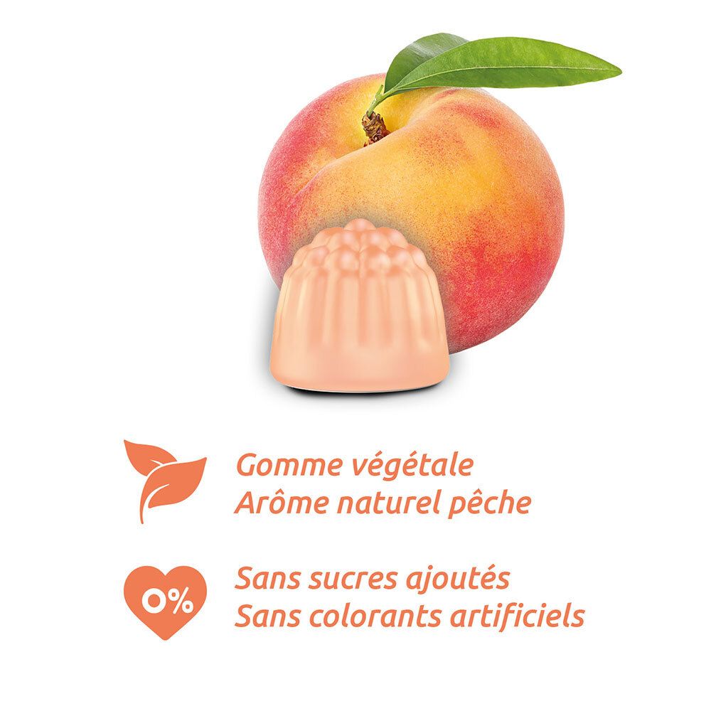 MAG 2 Gommes pêche à base de magnésium et vitamine B6 - complément alimentaire – 45 gummies