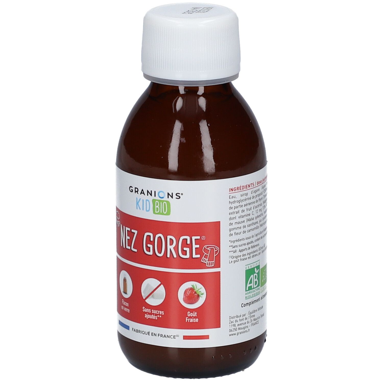 GRANIONS® Kid Bio Nez Gorge - Sirop Aux Plantes Goût Fraise