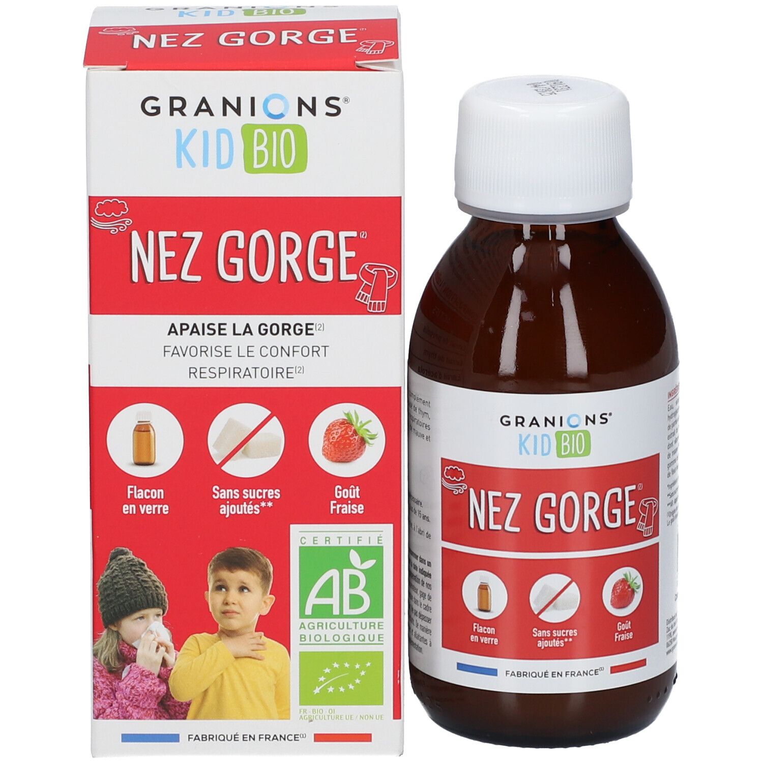 GRANIONS® Kid Bio Nez Gorge - Sirop Aux Plantes Goût Fraise