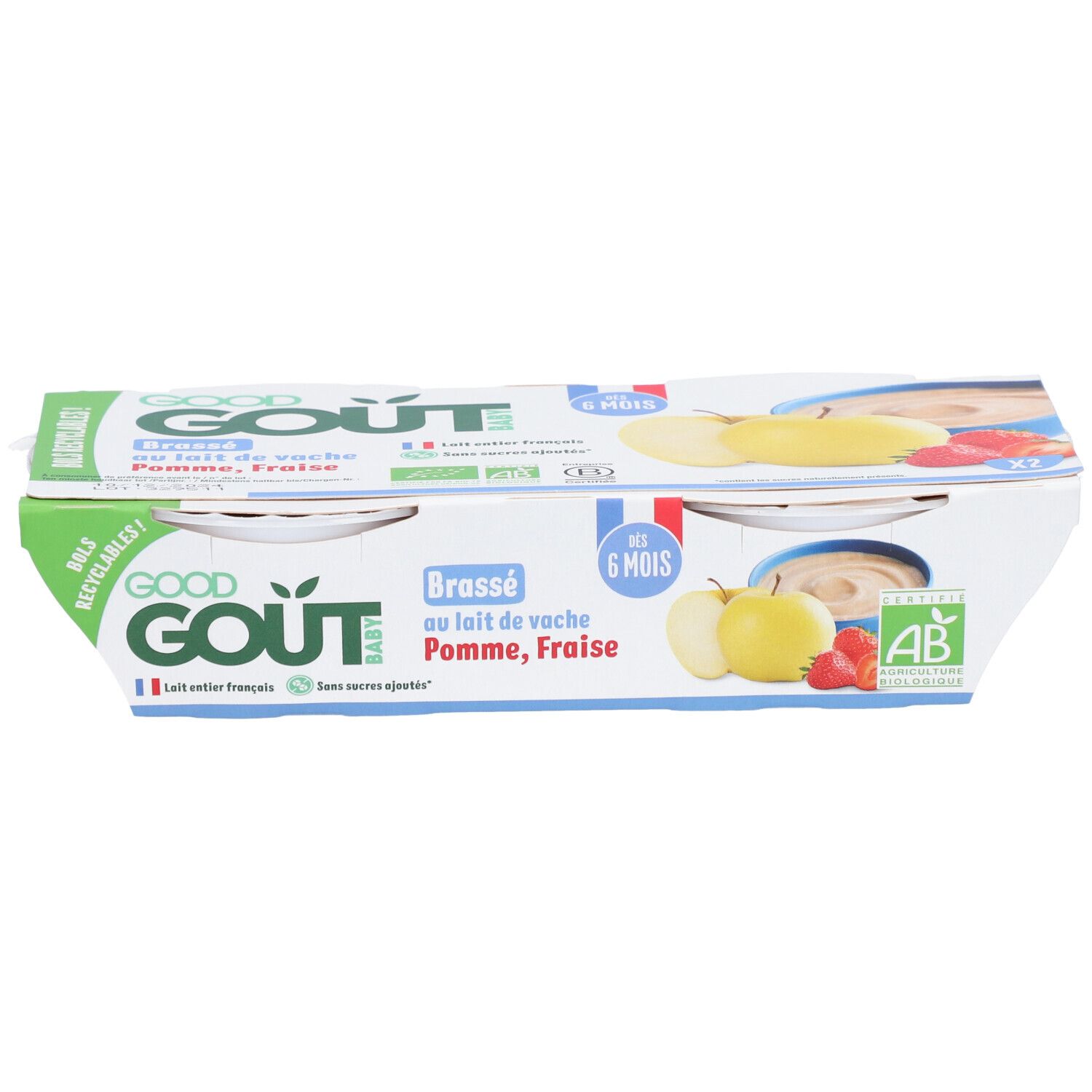 Good Goût Brassé au Lait Entier de Vache Pomme Fraise