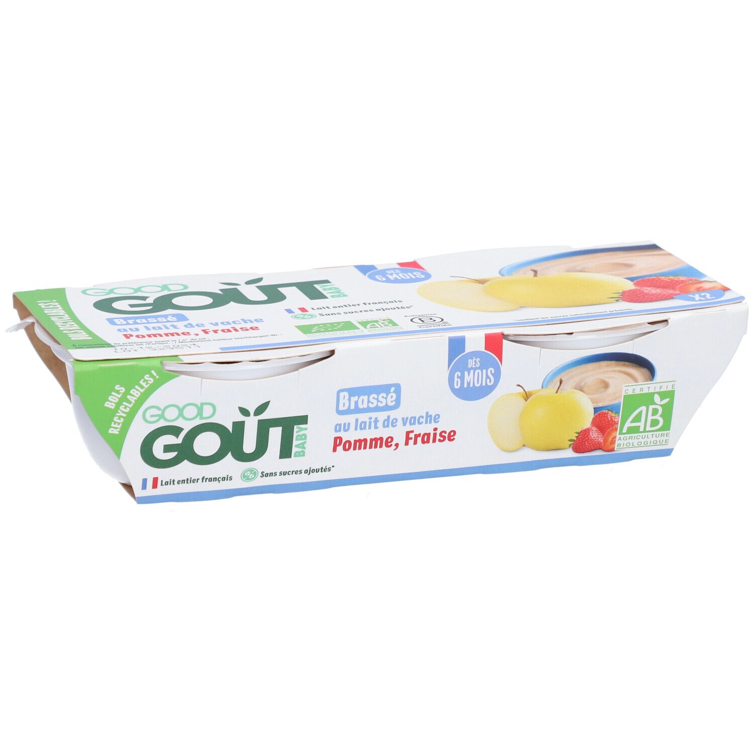 Good Goût Brassé au Lait Entier de Vache Pomme Fraise