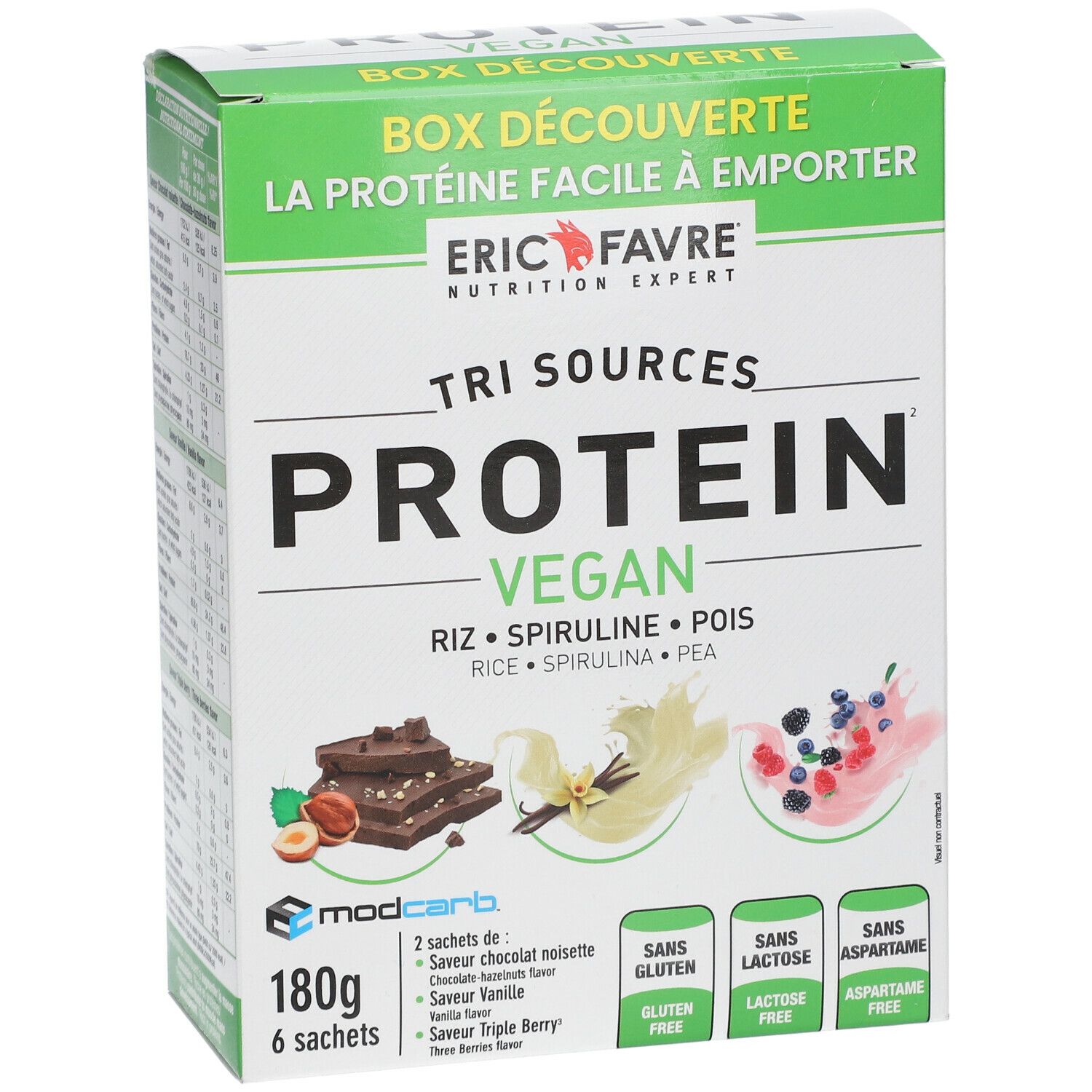 ERIC FAVRE® Box découverte PROTEIN VEGAN Proteine végétale tri-source - (Choco-Noisette)