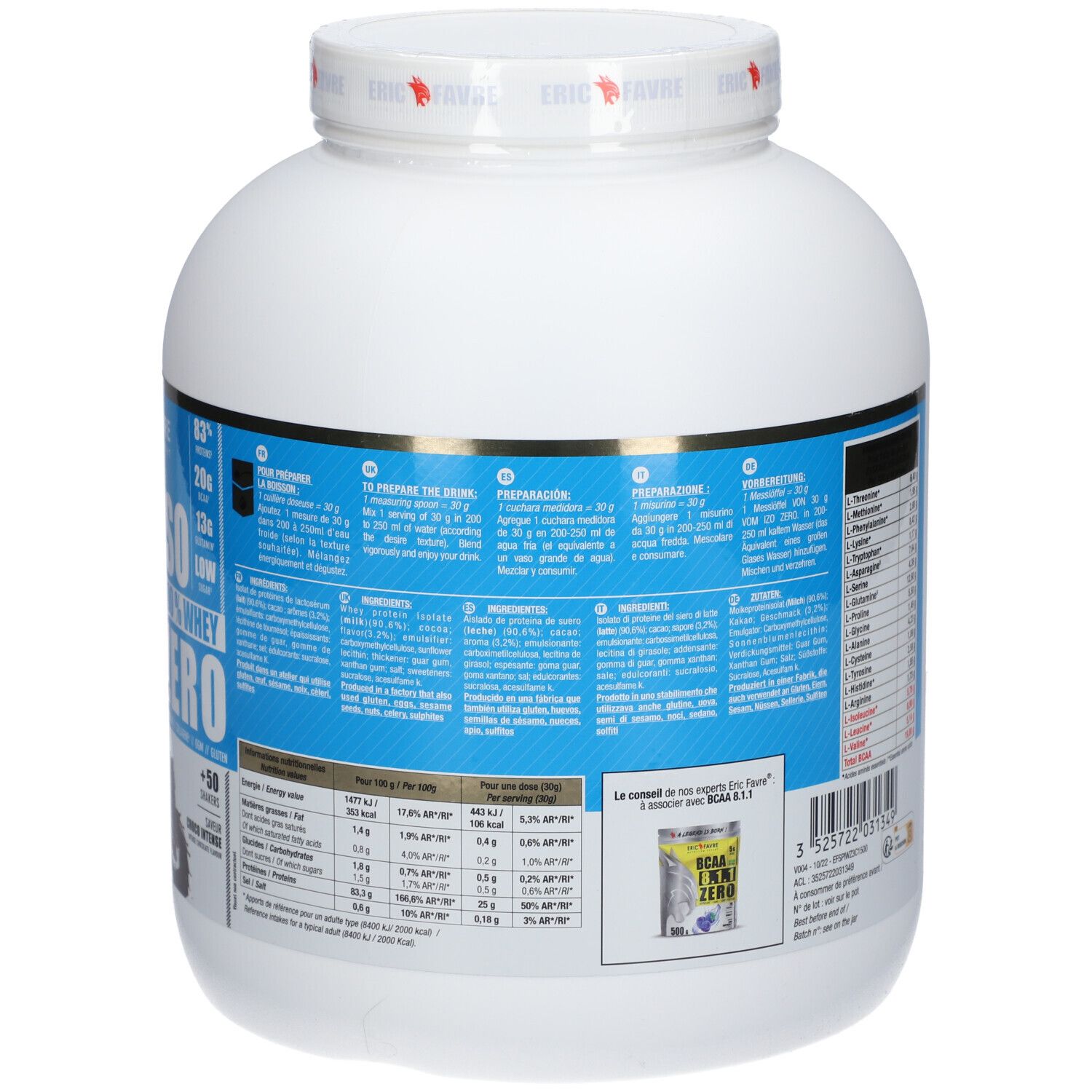 ERIC FAVRE Iso Zero 100% Whey Protéine Choco Intense