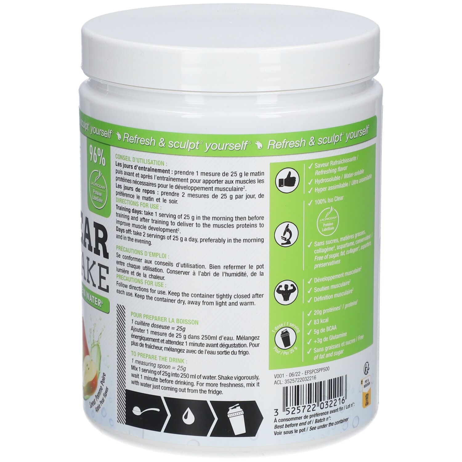 ERIC FAVRE Clear Shake - Iso Protein Water Saveur Pomme-Poire