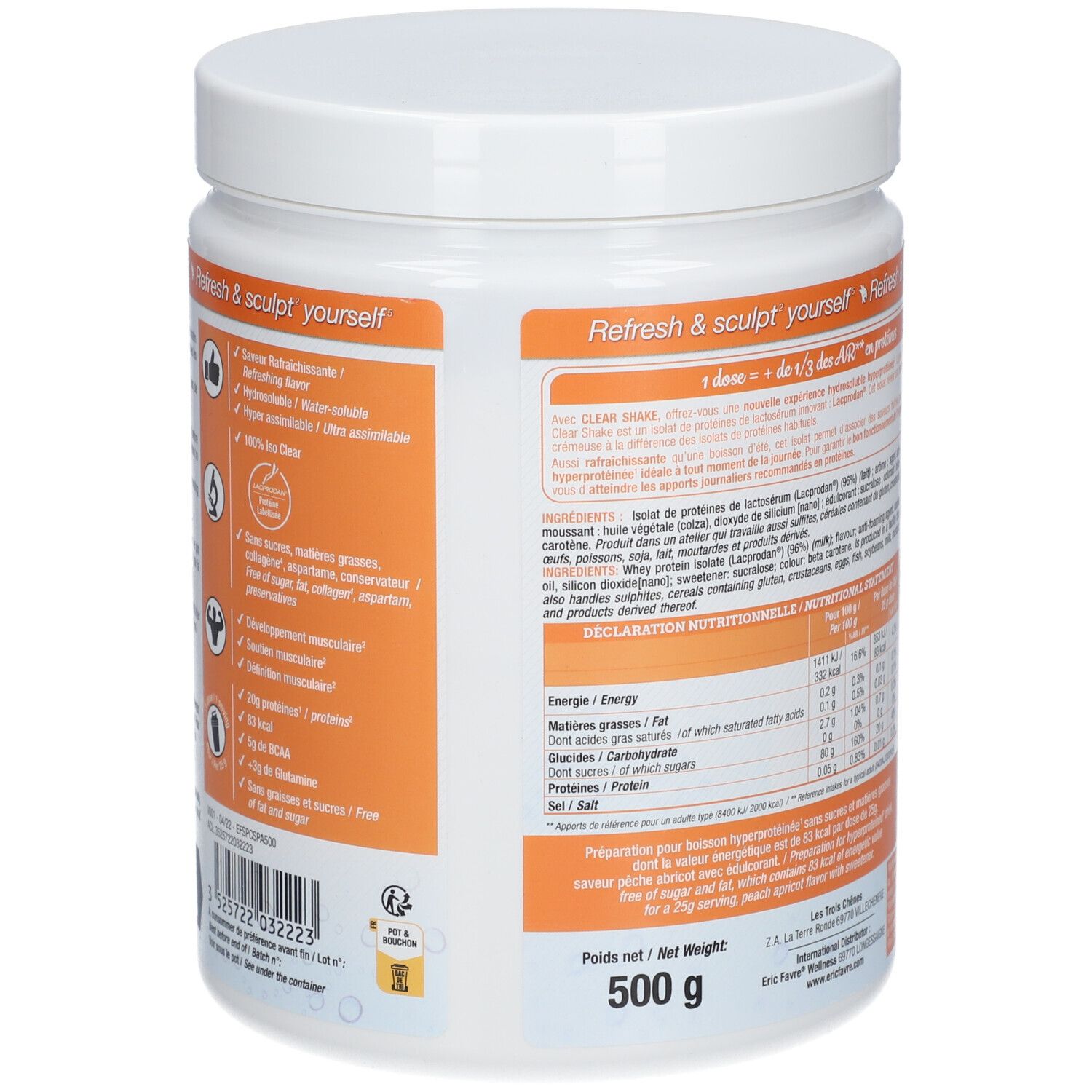 ERIC FAVRE Clear Shake - Iso Protein Water Saveur Pêche-Abricot