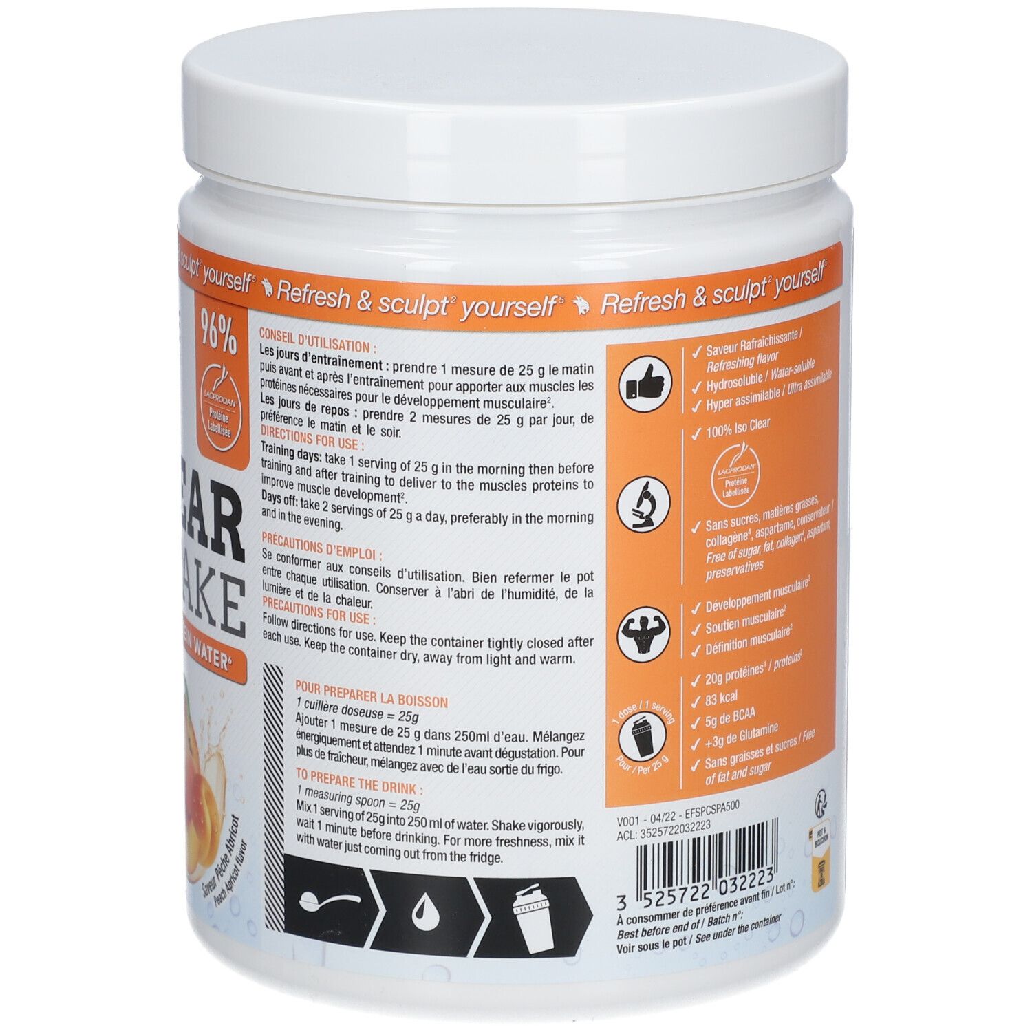 ERIC FAVRE Clear Shake - Iso Protein Water Saveur Pêche-Abricot