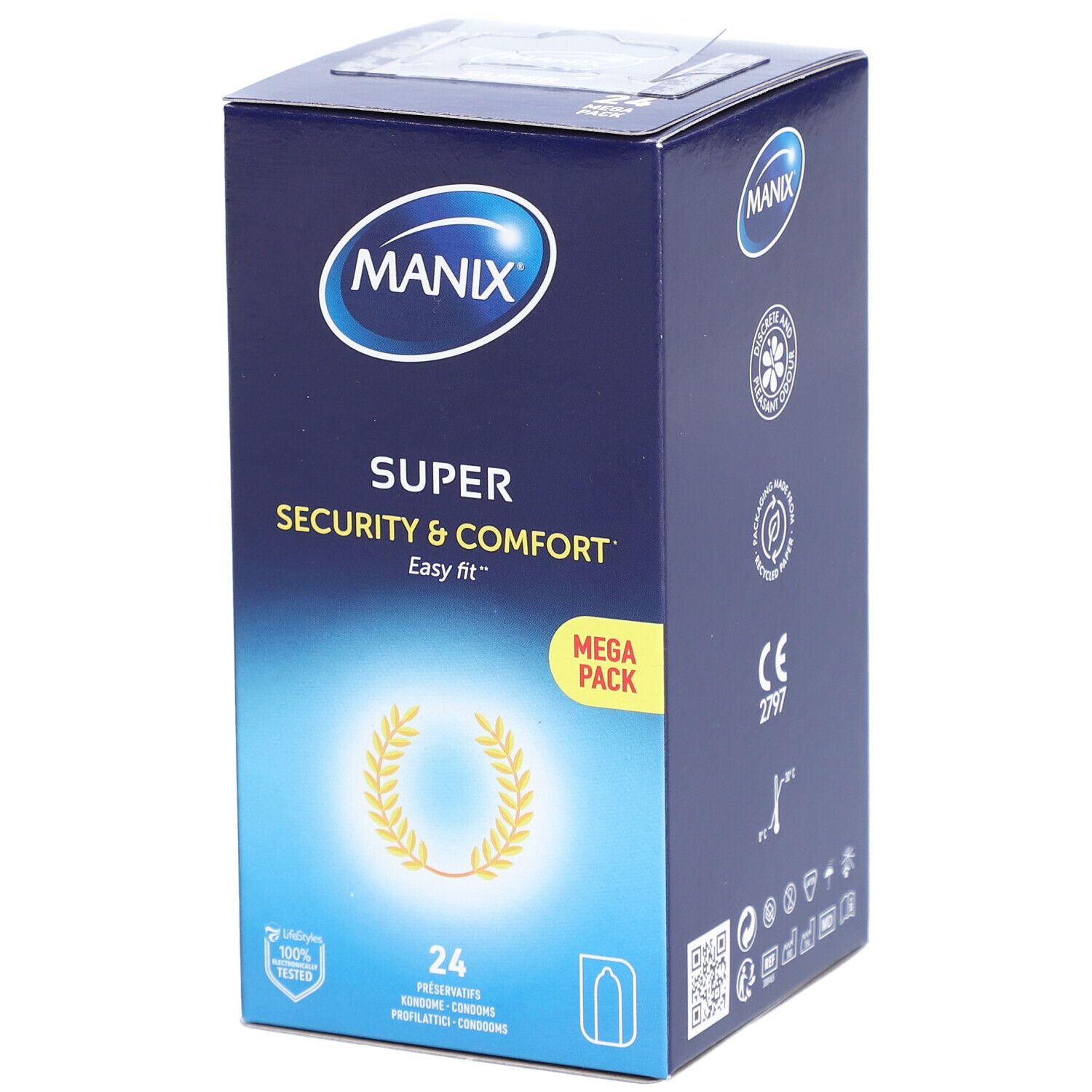 MANIX SUPER EASY FIT - Préservatif lubrifié, avec réservoir. (ref. 300465) - bt 24