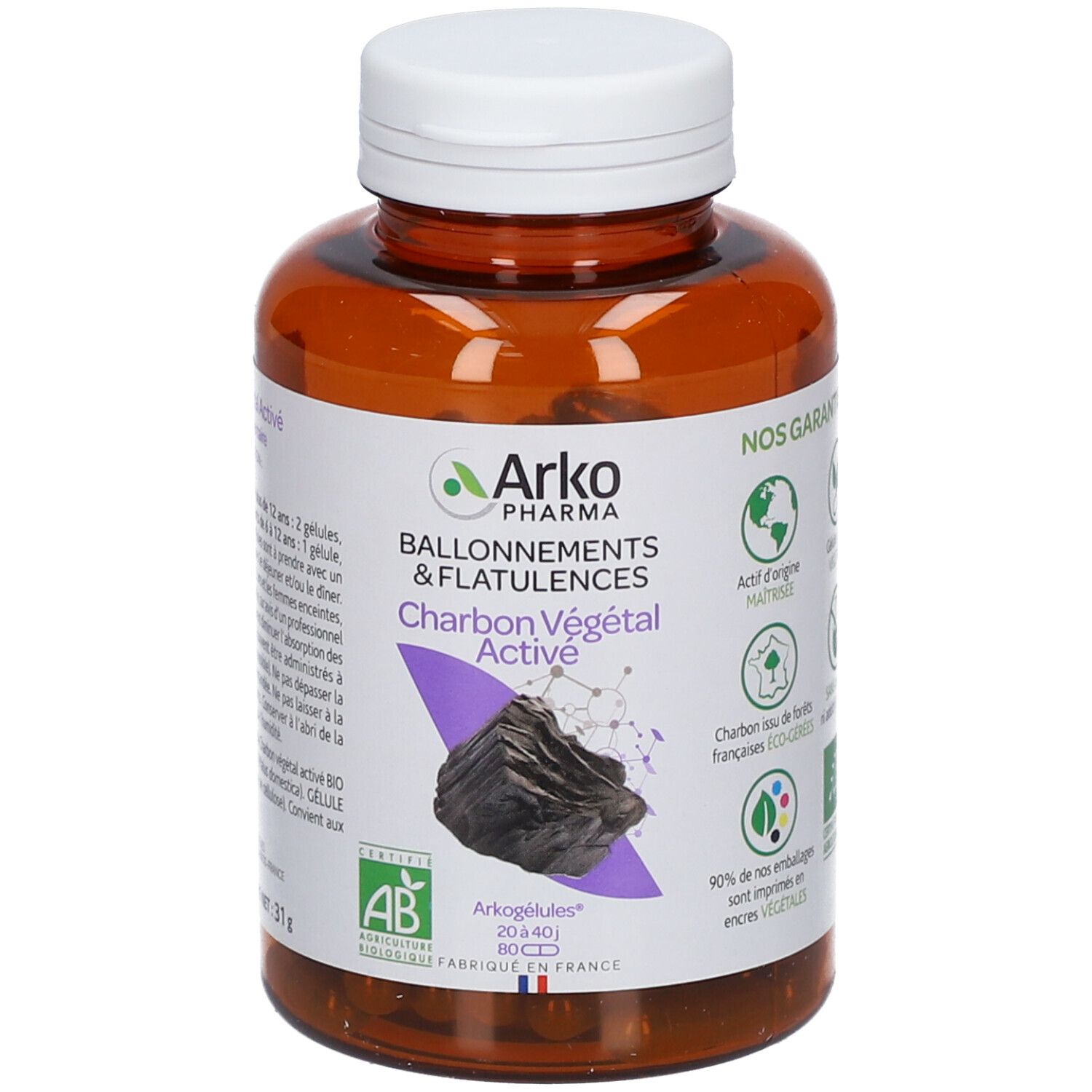 Arkogélules® BIO Charbon Végétal Activé – Arkopharma France