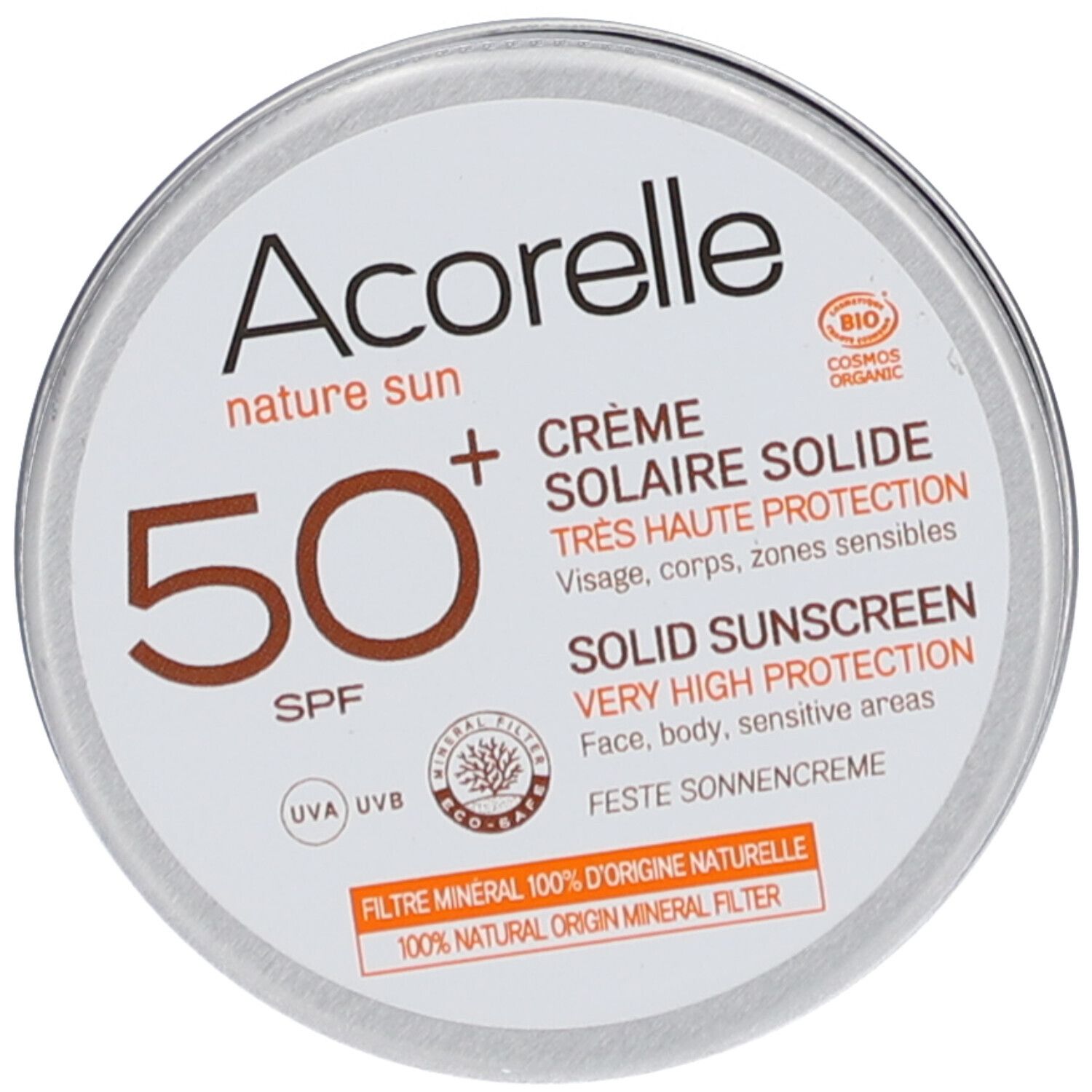 Acorelle Crème Solaire Solide SPF50+ Bio