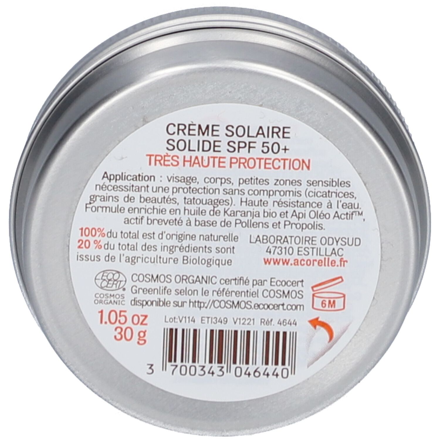 Acorelle Crème Solaire Solide SPF50+ Bio