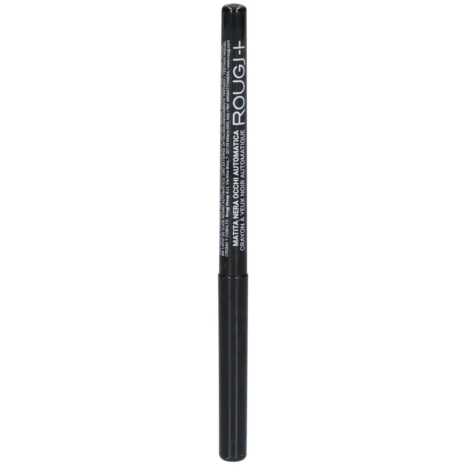 Crayon pour les yeux noir avec texte sur le corps.