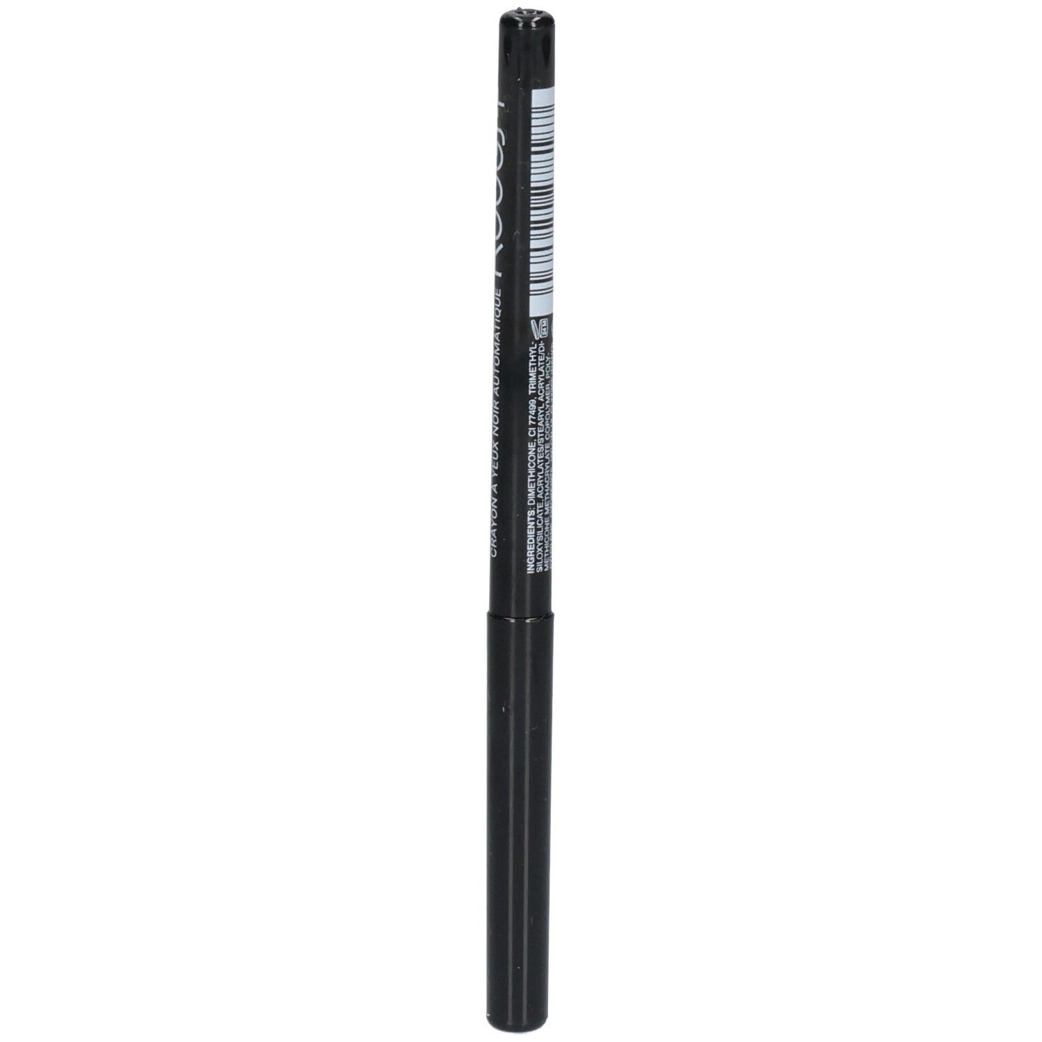 Crayon pour les yeux noir avec texte sur le corps.