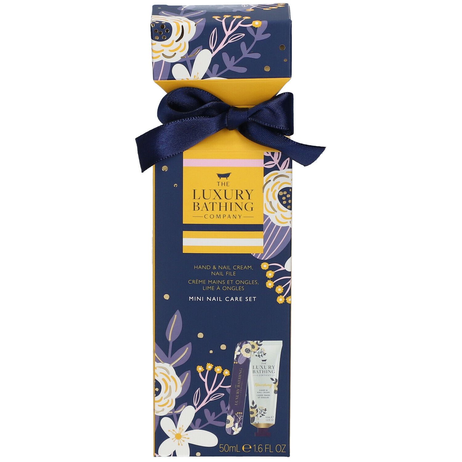 Coffret cadeau avec crème mains et ongles, lime à ongles. Inscription: The Luxury Bathing Company. Mini kit de soins des ongles. 50ml.