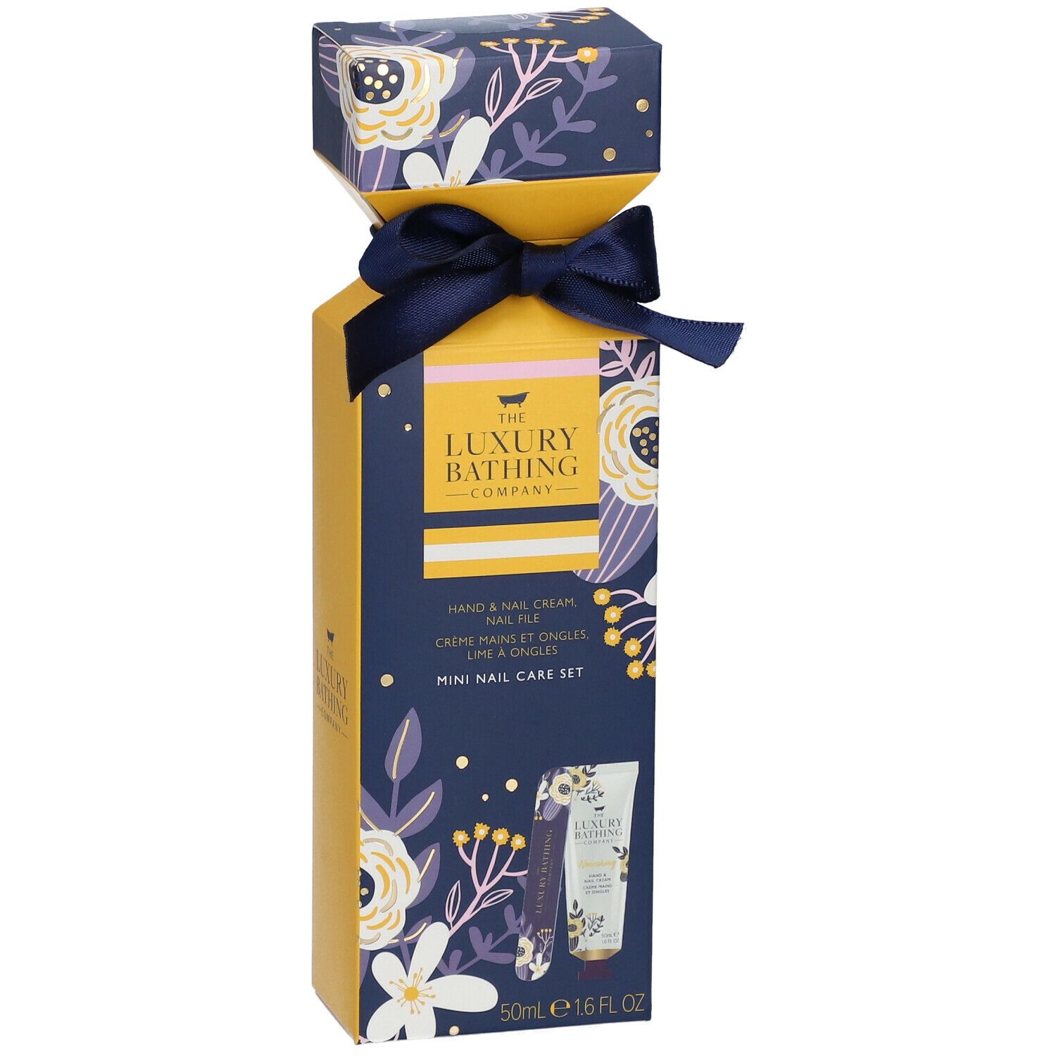 Coffret cadeau avec crème mains et ongles, lime à ongles. Inscription: The Luxury Bathing Company. Mini kit de soins des ongles. 50ml.