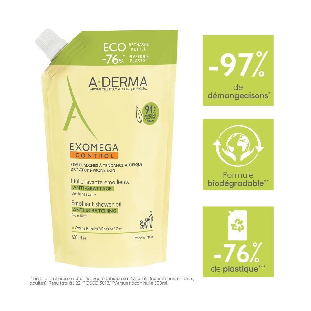 A-DERMA EXOMEGA CONTROL Huile lavante émolliente anti-grattage