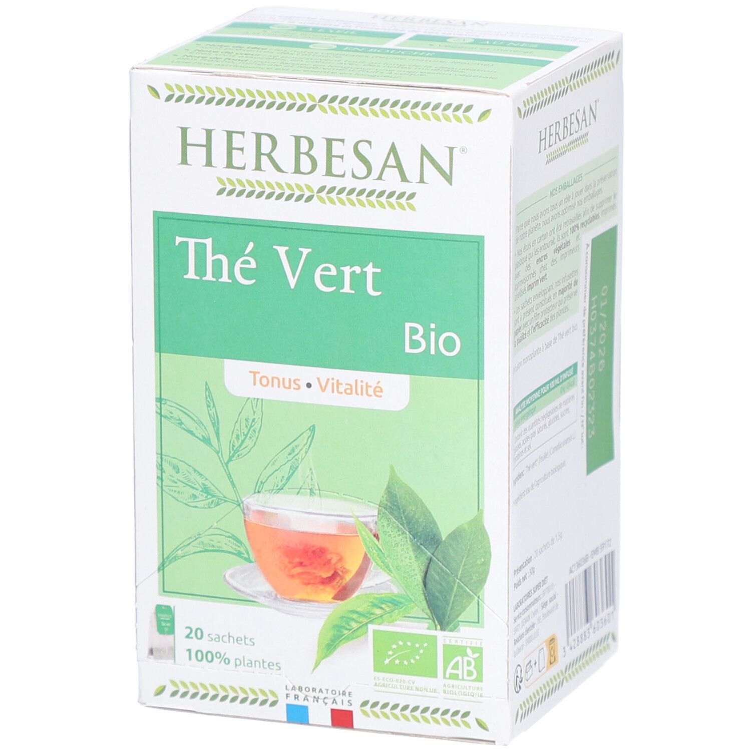 Herbesan Bio Thé Vert Infusion Tonus et Vitalité