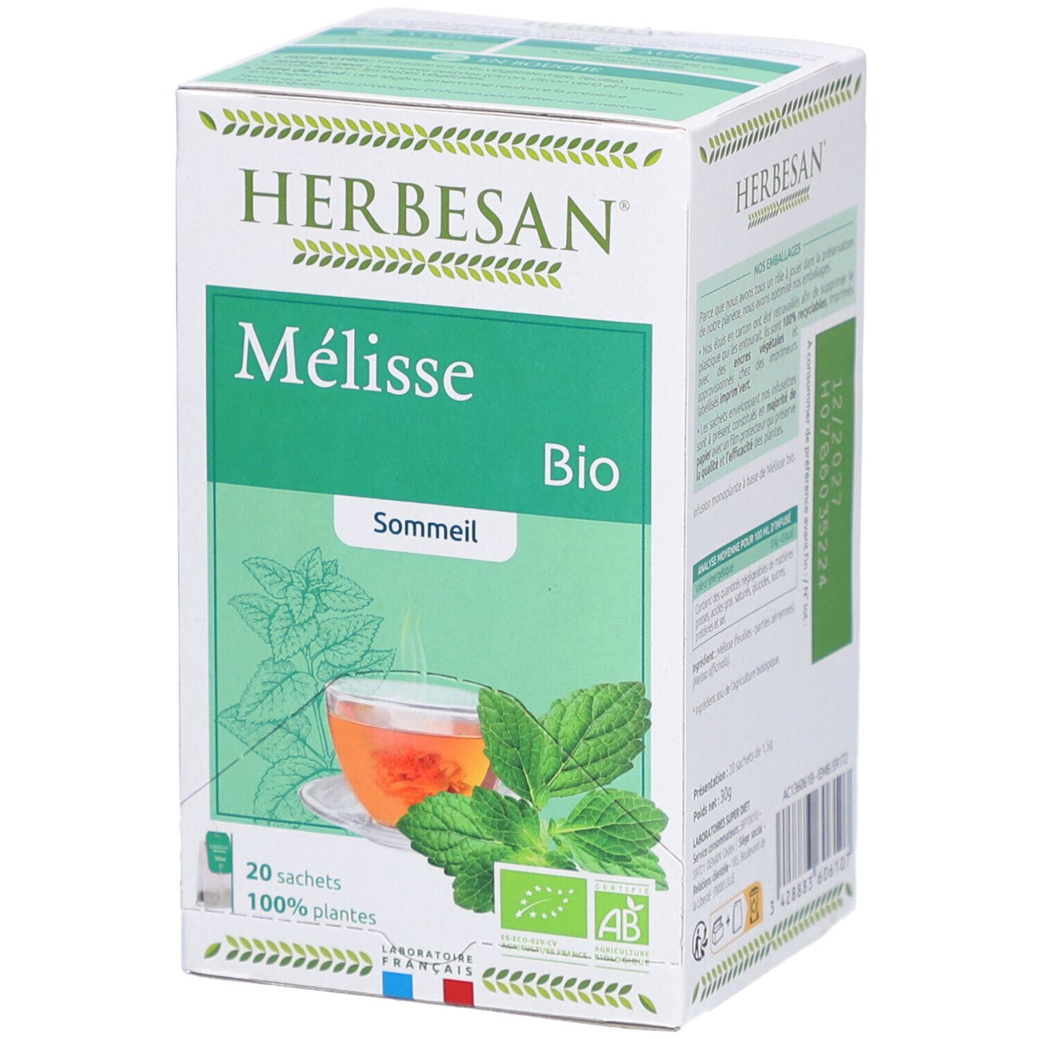 Herbesan Bio Mélisse Infusion Sommeil Serein