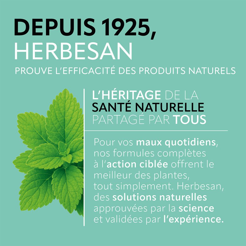Texte: Depuis 1925, Herbesan prouve l'efficacité des produits naturels. L'héritage de la santé naturelle partagé par tous.