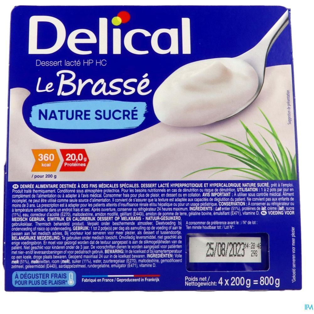 Delical Dessert lacté HPHC Le Brassé Nature sucré