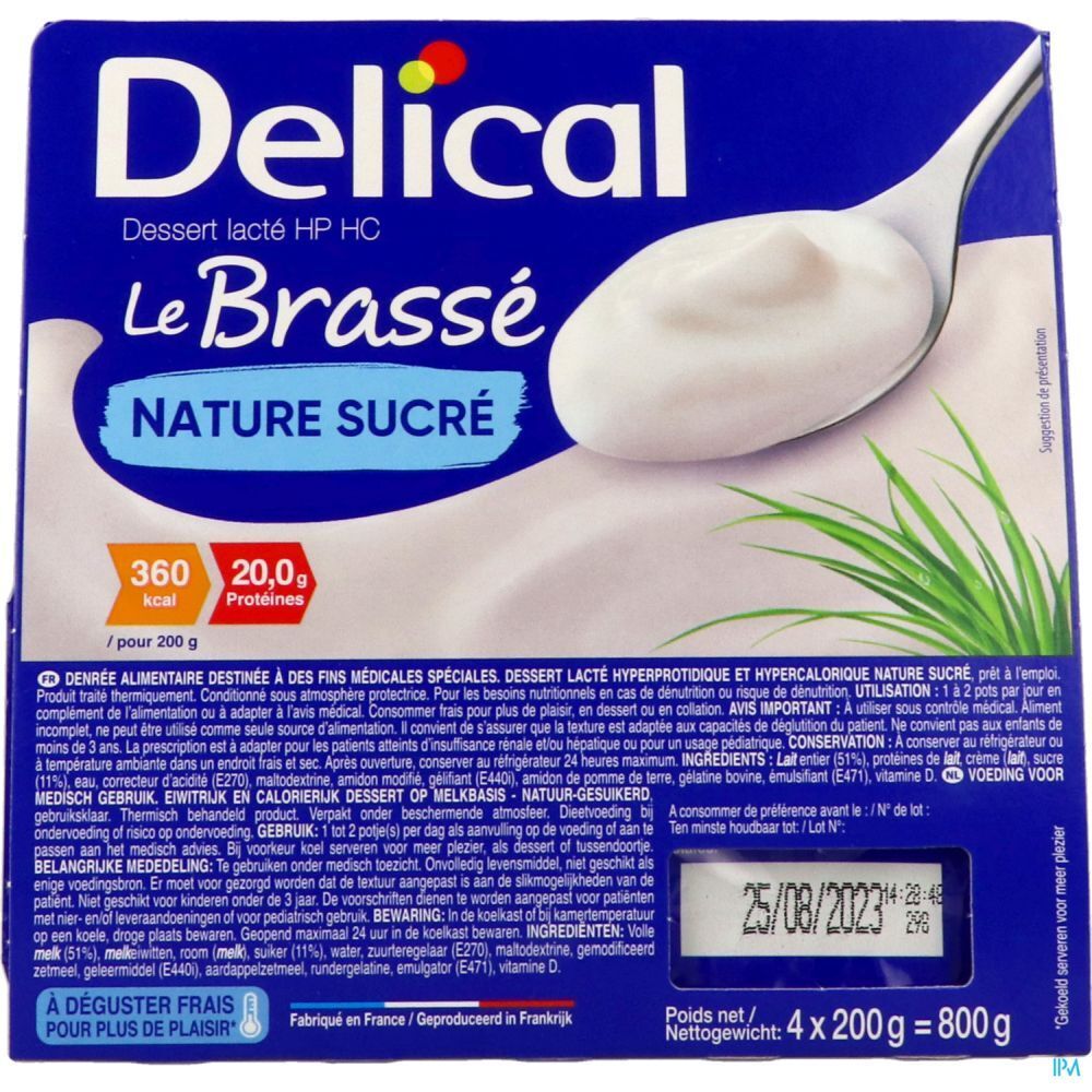 Delical Dessert lacté HPHC Le Brassé Nature sucré