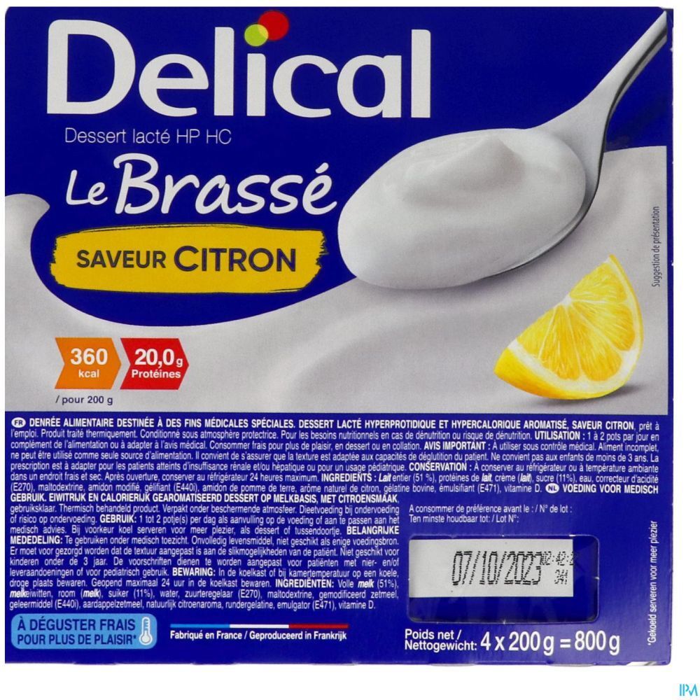 Delical Dessert lacté HPHC Le Brassé Saveur Citron