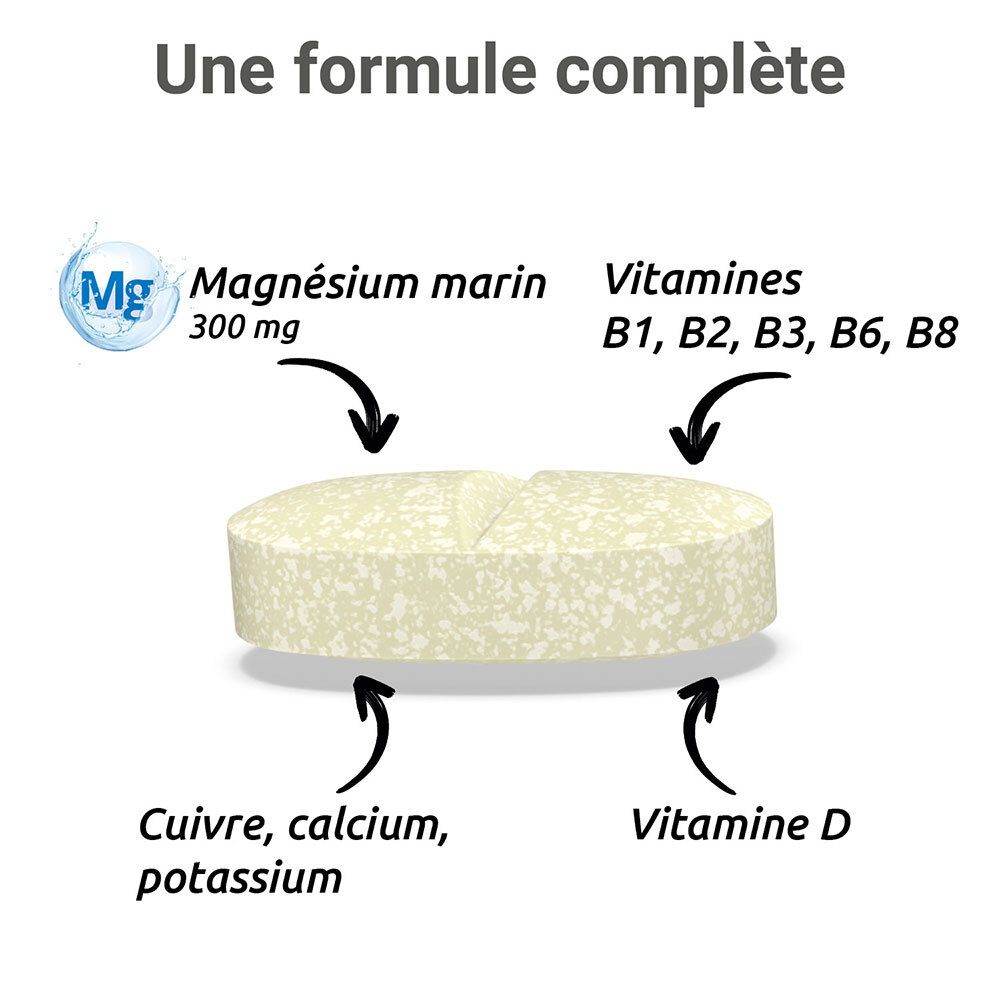 MAG 2 Cramp à base de magnésium marin, calcium, fer, potassium, cuivre - complément alimentaire - 30 comprimés