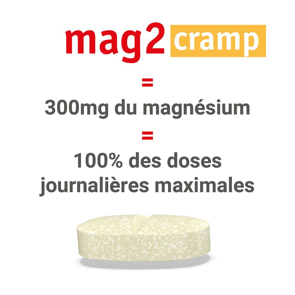 MAG 2 Cramp à base de magnésium marin, calcium, fer, potassium, cuivre - complément alimentaire - 30 comprimés