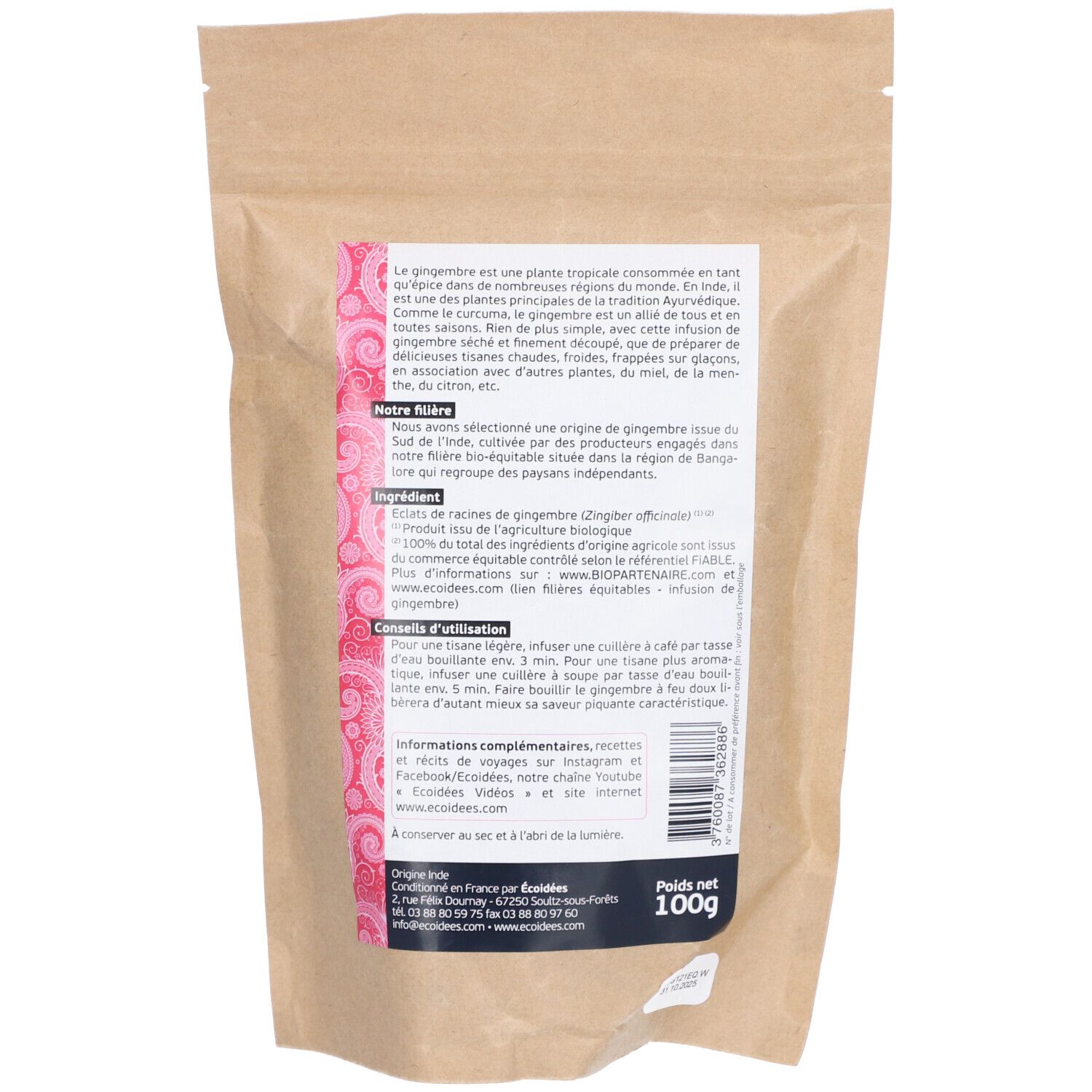 BIOSAGESSE® Écoidées Infusion de Gingembre