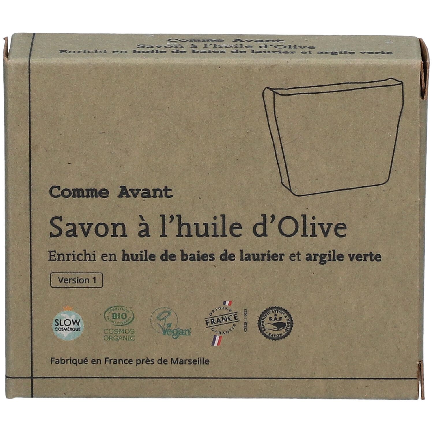 Comme Avant Savon solide bio enrichi en huile de baies de laurier