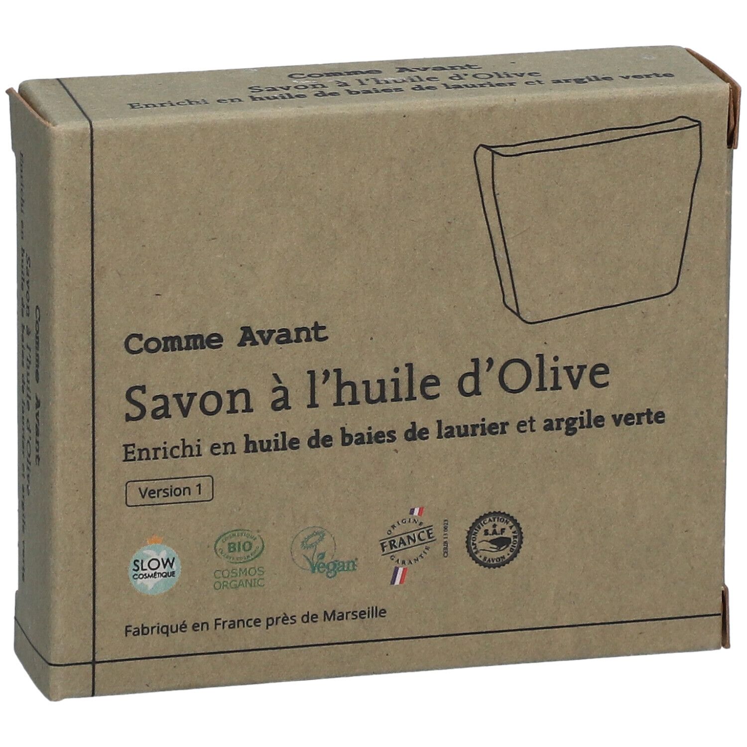 Comme Avant Savon solide bio enrichi en huile de baies de laurier