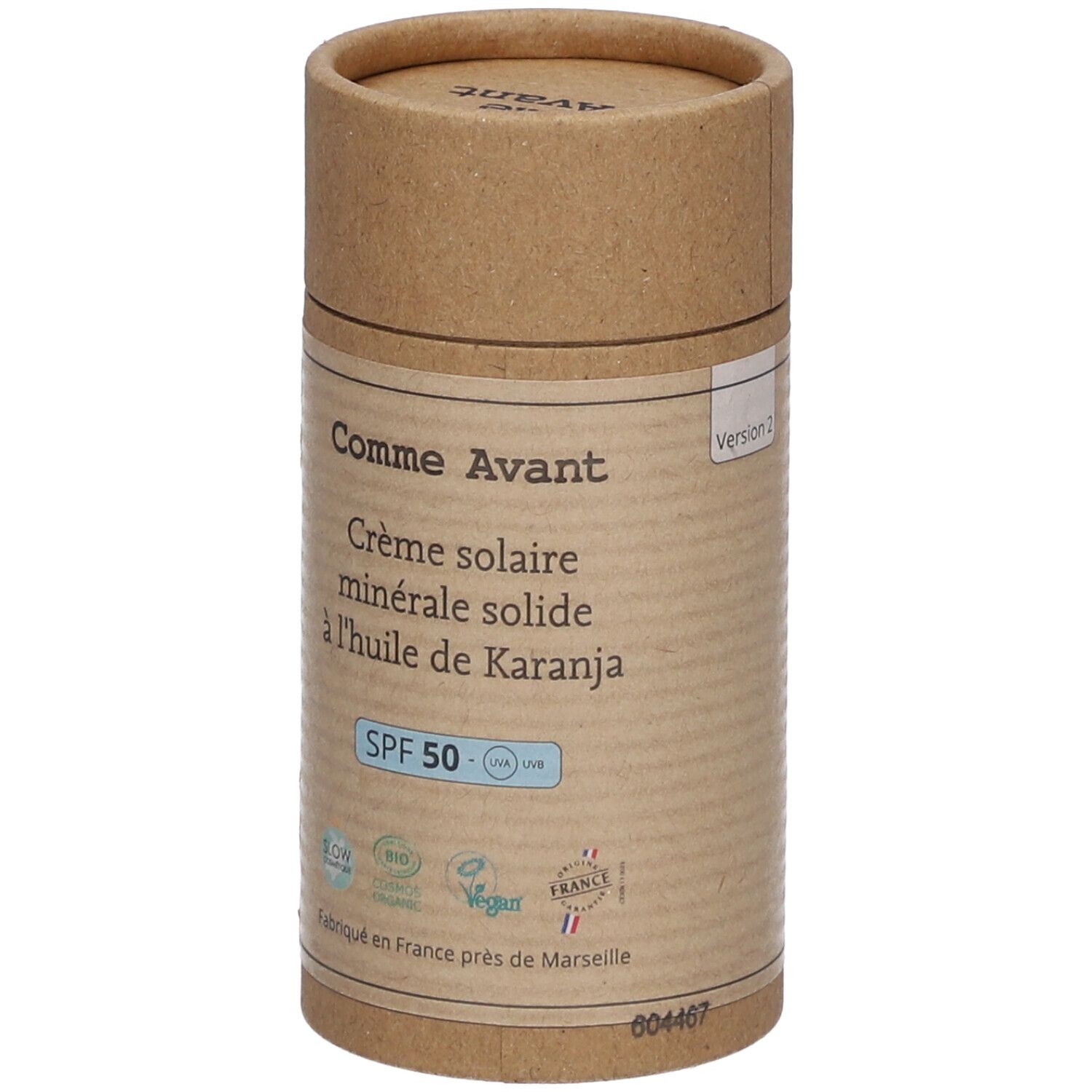 Comme Avant Crème solaire SPF50 minérale solide à l'huile de karanja