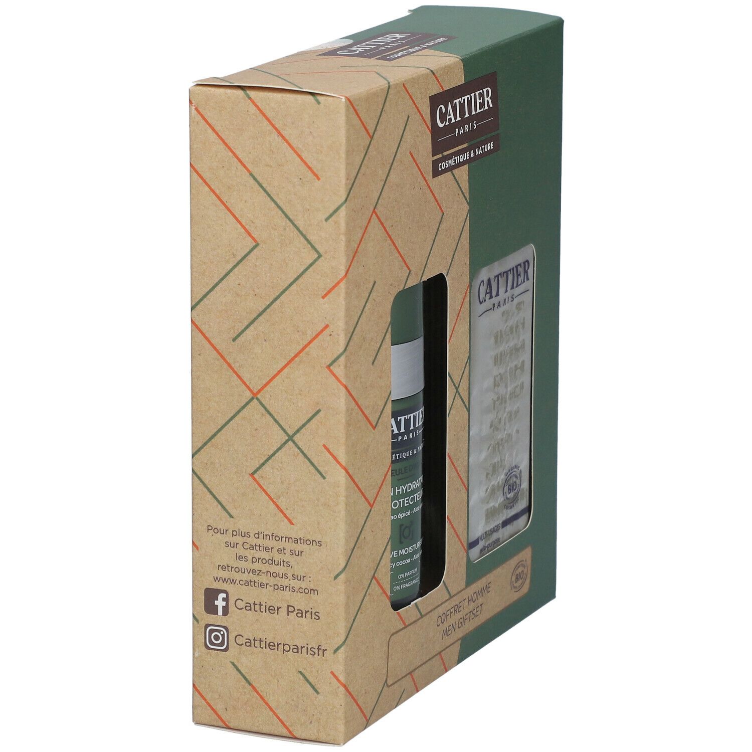 CATTIER Coffret Homme Soin Hydratant Protecteur Bio + Savon Doux Végétal Alargil Bio