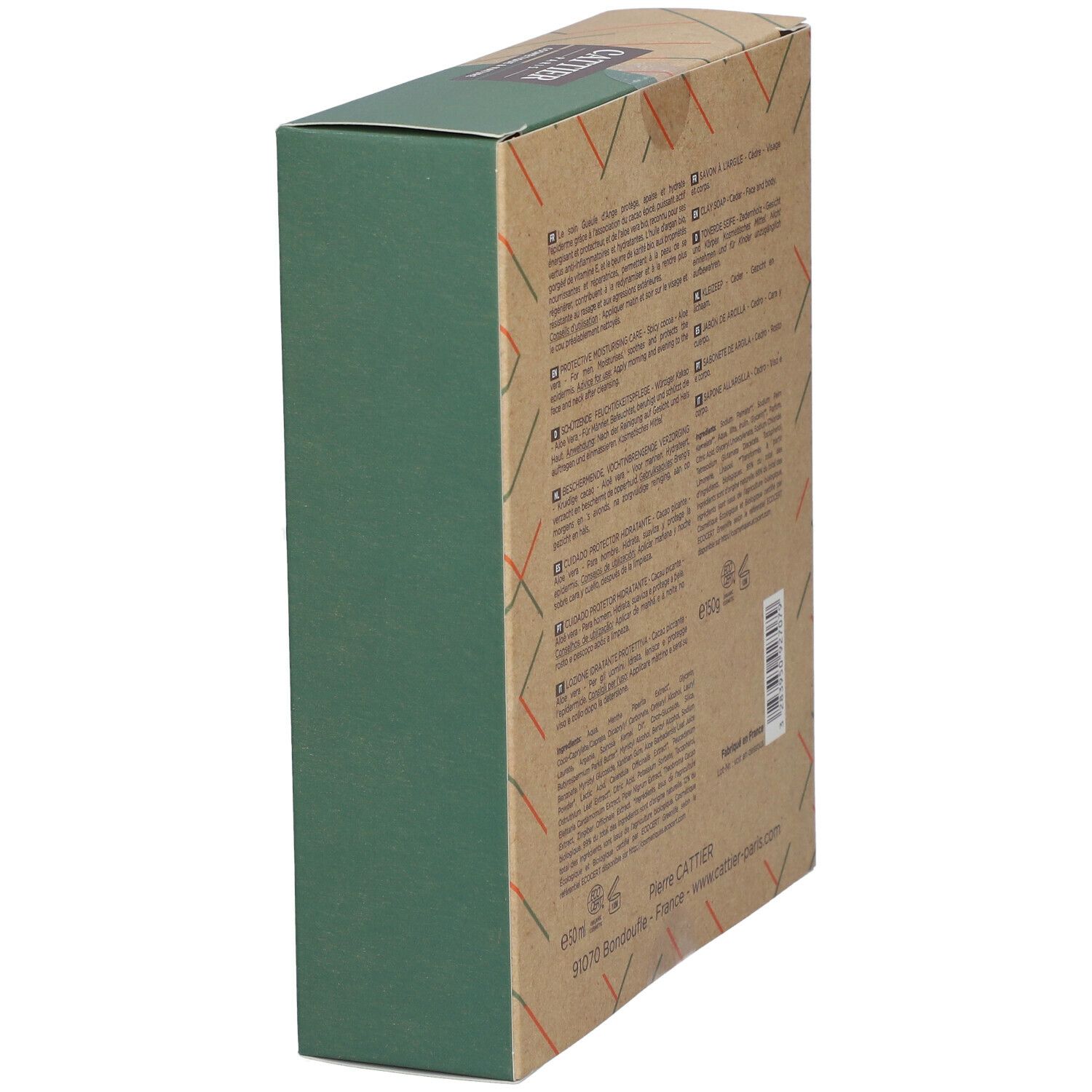 CATTIER Coffret Homme Soin Hydratant Protecteur Bio + Savon Doux Végétal Alargil Bio