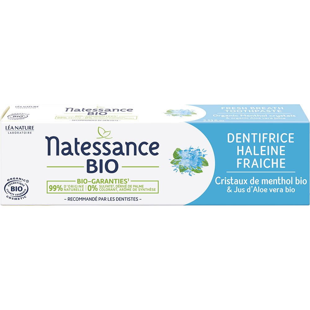 Natessance Dentifrice Bio Haleine Fraîche à l’Aloe Vera et Menthol