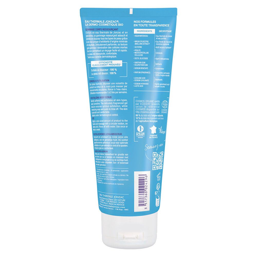 Jonzac Gommage Corps Ressourçant Exfoliant Doux Toutes Peaux