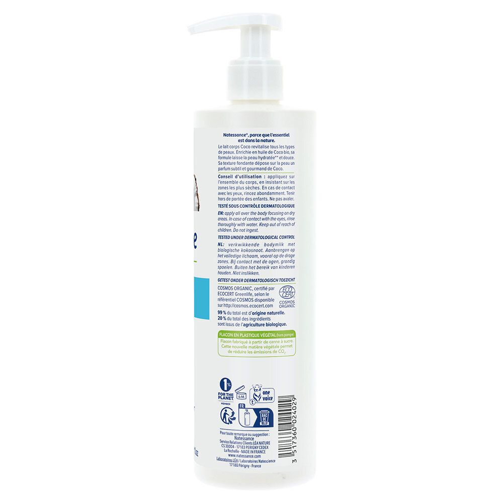 Natessance Lait Corps Revitalisant Coco Bio Hydratation Intense