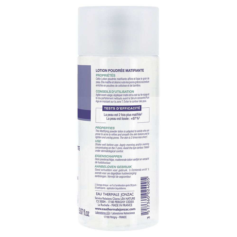Jonzac Pure Age Lotion Poudrée Matifiante Bio