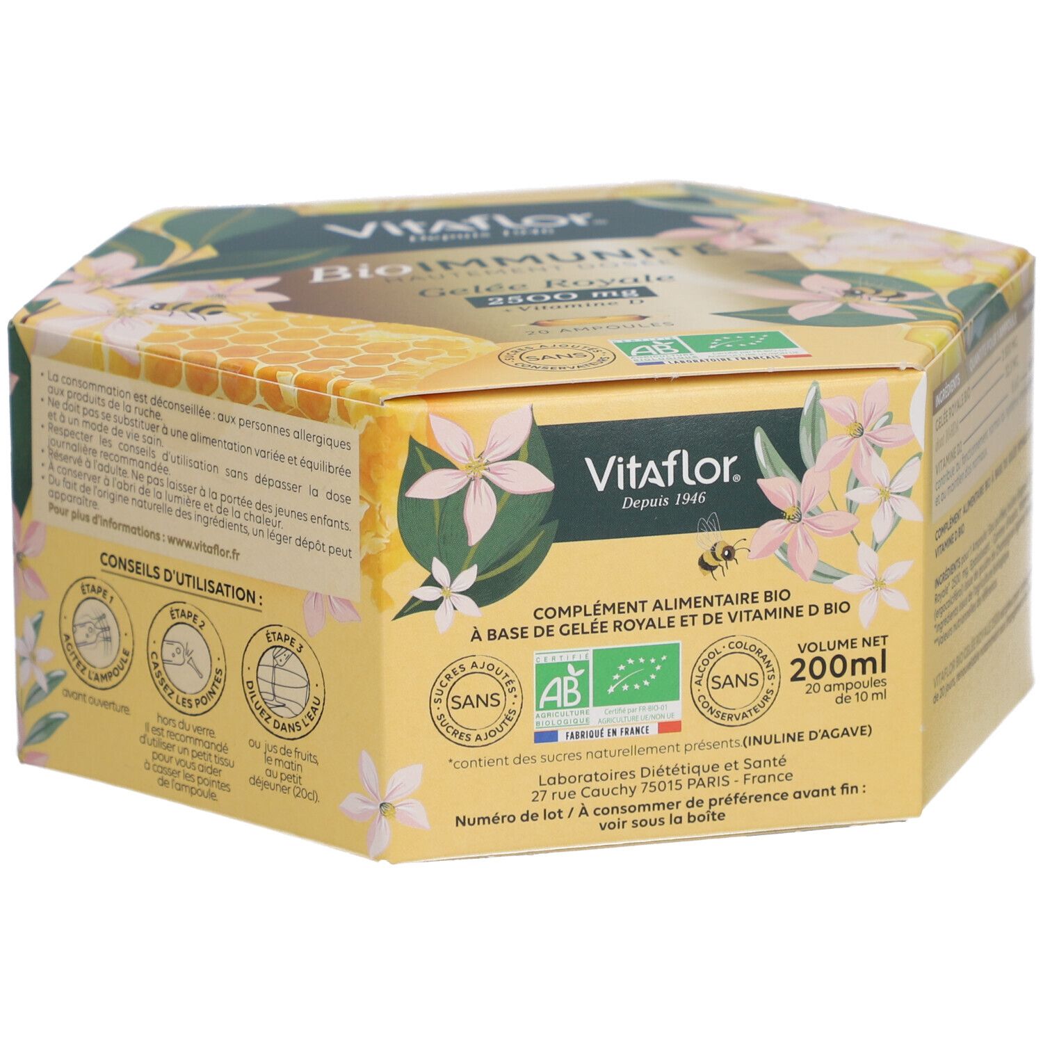 Vitaflor Gelée royale Bio 2500mg et vitamine D